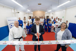 Wrekin Star Judo Councillor Ollie Vickers, centre, with Anna Halliday and Gareth Mapp from Wrekin Star Judo at the opening.