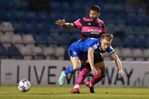 David Davis of Shrewsbury Town and Kyle Dempsey of Gillingham (AMA)