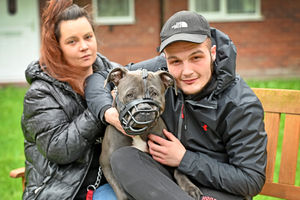 Chloe and partner Lewis pictured with Sky