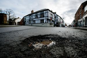 Crumbling roads along Bargates Road, in Whitchurch