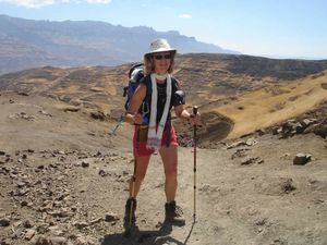 Pat Craven on a trek in Ethiopia.