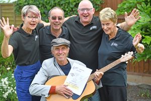  Lutley Community Voices Chori will be on song at Halesowen TownHall later this month with their show As Time Goes By.
Pictured front is compere Billy Spakemon with back left, Sarah Follis, John Rhead,T im Follis and Jeanette Greenway.