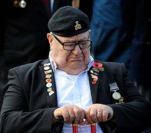An emotional veteran at the service