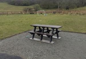 Supporting image for story: A new picnic bench and interpretation sign has been placed at a Llandrindod Wells park, discussions about funding for a skatepark are ongoing and a new town caretaker is making a big difference