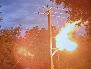 Supporting image for story: Bottled water handed out after lightning bolt hits transformer and knocks out supply