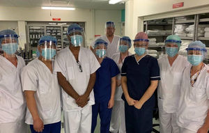 New Cross Hospital medical staff wearing the visors