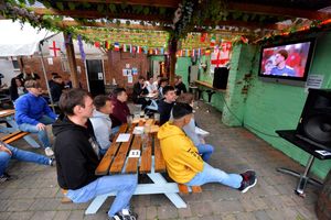 Fans at The Old Bush, Albrighton