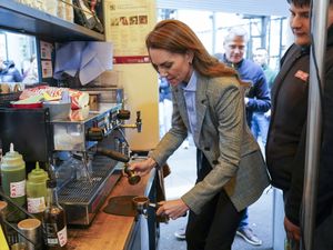 Supporting image for story: Kate makes cappuccino for William during Borough Market visit