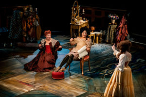 L to R - Polly Lister as Mrs Betterton, Danielle Henry as Mrs Marshall and Hannah Edwards as Nell Gwyn. Photo by: Andrew Billington