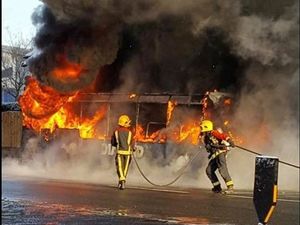 Supporting image for story: School evacuated as bus bursts into flames in Walsall - WATCH