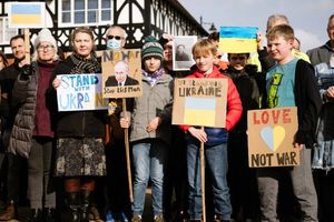 People of all ages attended the peace vigil in Shrewsbury on Saturday