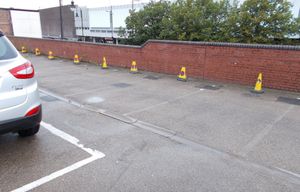 Wolverhampton council issued this picture showing cones which were put down to prevent people from parking in these bays