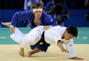 Craig in action against North Korea's Kyong Jin Kim during their first round match of the Men's 60kgs Judo at the 2008 Olympics