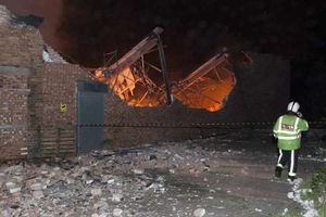 One wall collapsed under the heat from the fire. Photo: Nigel Gooding. 
