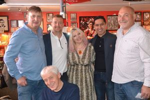 Museum supporters Steve Merry, grandson of Jimmy Murphy Paul, curator Rose Cook-Monk, Raman Paul, Ivan Johnson and local historian Dave Barratt