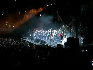 Fans on stage with Volbeat