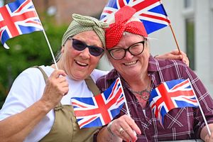 Organiser, Ann Whitfield and Melissa Jewsbury at the VE Day 80th anniversary celebrations in Newport