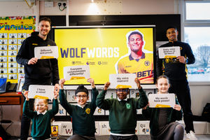 Joao Gomes joins Wolves Foundation's Tom Varty and participants on the Wolf Words project.