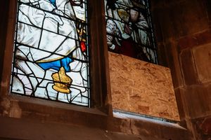 The smashed window pane