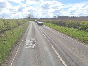 Supporting image for story: Car ends up on its side during road incident north of Shrewsbury