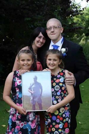 Leasa Stubbs with stepson Sam, 28, and daughters Jessica, nine and Erin, 10