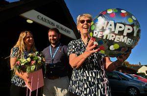Muriel Marston, seen here with Caxton Surgery's practice manager James Bradbury, and office manager Kirsty Owens, has retired after 37 years at the Oswestry surgery.