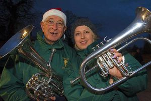 Supporting image for story: Hundreds brave the weather to see Santa's sleigh light up Market Drayton canal