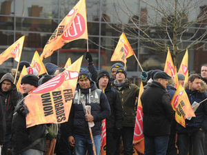 Supporting image for story: IN PICTURES and VIDEO: 100 firefighters protest against proposed cuts to West Midlands Fire Service
