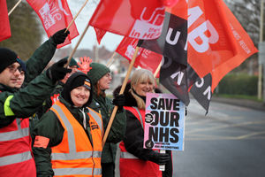Ambulance strike at the Dudley hub, in Burton Road