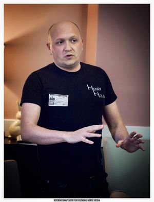 Gareth Thomas giving the talk. Photo: Bob Machin/Rocking Snaps