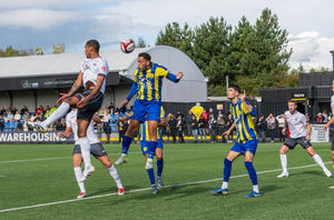 Sporting Khalsa vs Hereford Sep 13th 2025. Goalmouth action in the FA Cup second qualifying round tie before it was abandoned for an alleged incident of racism. Pic: Jim Wall
