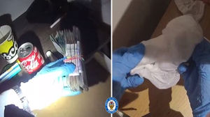 The seized cash and drugs seized.