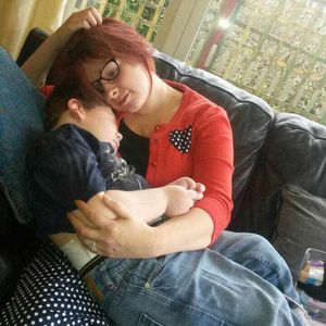 Mother Sarah Beck with her son Lincoln, who died in October