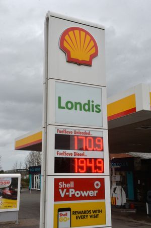 Market Drayton town centre and the Shell/Londis garage