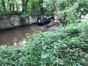 Several off road vehicles were photographed on a stretch of river in south Shropshire