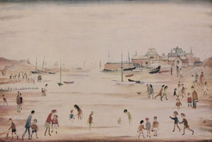 This signed lithograph titled ‘On the Sands’ by Laurence Stephen Lowry sold for £1,000.