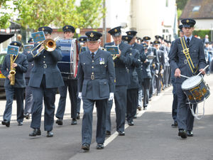 Supporting image for story: In pictures: Villagers out in force to support RAF and keyworkers in parade