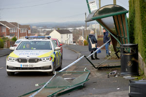 The bus stop sustained serious damage when it was hit