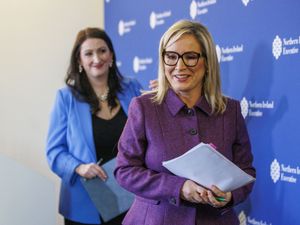 First Minister Michelle O’Neill (right) and deputy First Minister Emma Little Pengelly