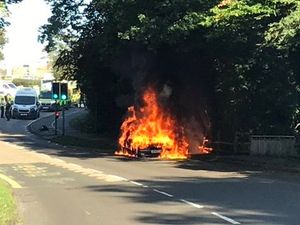 Supporting image for story: WATCH: Dramatic Stafford car fire caught on video