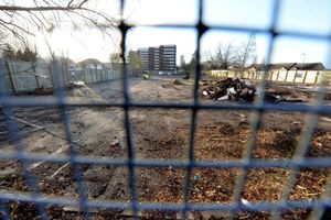 The boarding surrounds this derelict site