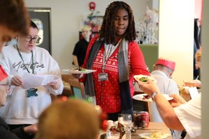 Telford College students serving a festive feast to members of the Dawley Dinner group at the college’s Orange Tree restaurant in Wellington.