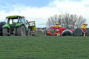 The air ambulance at the scene of the accident