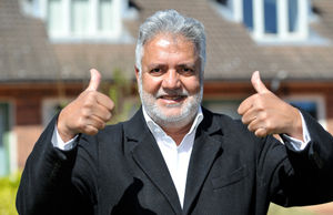 Councillor Mohammed Nazir gives the news the thumbs up.