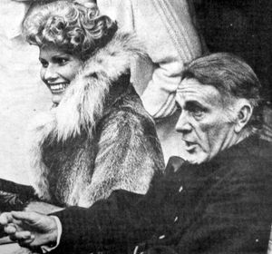 Film star Richard Burton and his then wife Suzy Burton on the set.