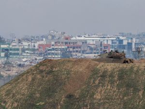 An Israeli tank near the border with Gaza in southern Israel