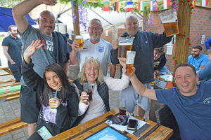 England fans at The Old Bush Inn, Albrighton 
