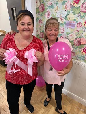 Colleagues at HC-One’s Littleton Lodge Care Home hosting Afternoon Tea event for Breast Cancer Now charity