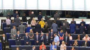 The Brexit Party makes its protest (picture credit: the European Parliament).