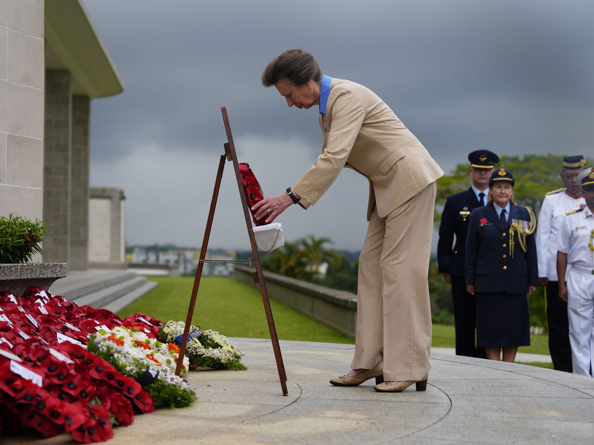 Princess Royal lays wreath in solemn moment with veterans in Singapore
